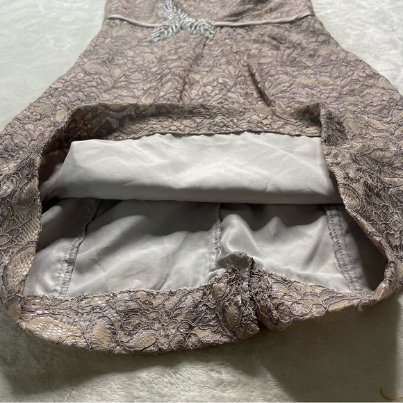 Zac Posen Truly Guipure Lace Sleeveless Special Occasion Dress in Gray Silver 2 - Picture 11 of 16